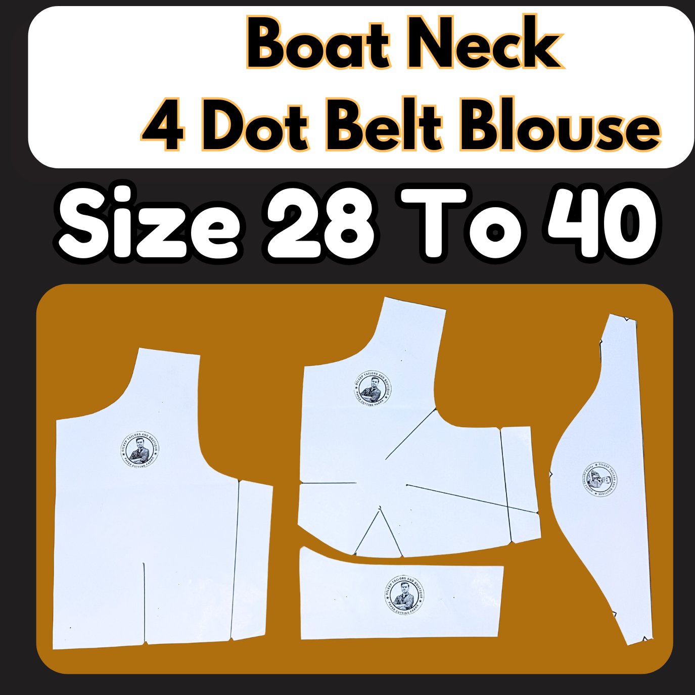 Boat Neck 4 Dot Belt Blouse Ready Paper Cutting With Book | BRANDED PAPER CUTTING PATTERNS |