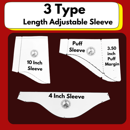 Single Size 4 In 1 Blouse Combo Paper Cutting Set With 3 Type Sleeve With Book | BRANDED PAPER CUTTING PATTERNS |