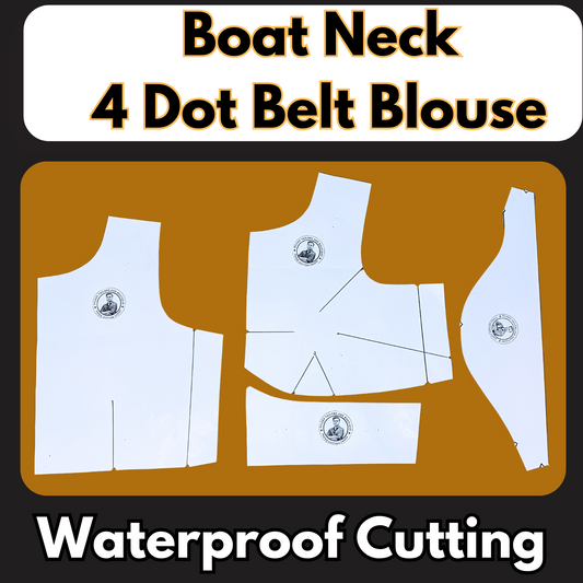 Boat Neck 4 Dot Belt Blouse Ready Paper Cutting With Book | BRANDED PAPER CUTTING PATTERNS |