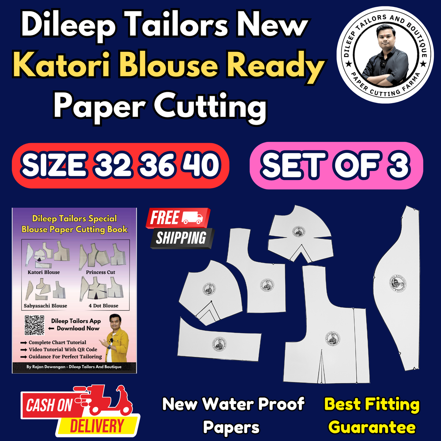 Single + Double Katori Blouse Ready Paper Cutting Patterns With Book By Dileep Tailors | BRANDEND PAPER CUTTING PATTERNS |