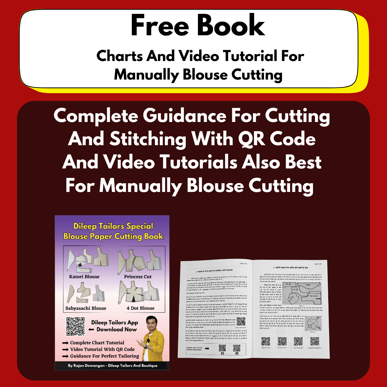 Single Size 4 In 1 Blouse Combo Paper Cutting Set With 3 Type Sleeve With Book | BRANDED PAPER CUTTING PATTERNS |