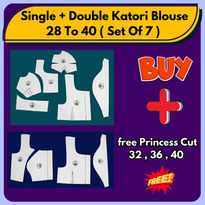 Single + Double Katori Blouse Ready Paper Cutting Patterns With Book By Dileep Tailors | BRANDEND PAPER CUTTING PATTERNS |