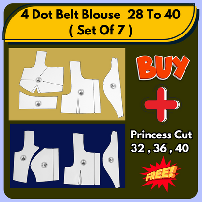 4 Dot Belt Blouse Ready Paper Cutting Set With Book By Dileep Tailors | BRANDEND PAPER CUTTING PATTERNS |