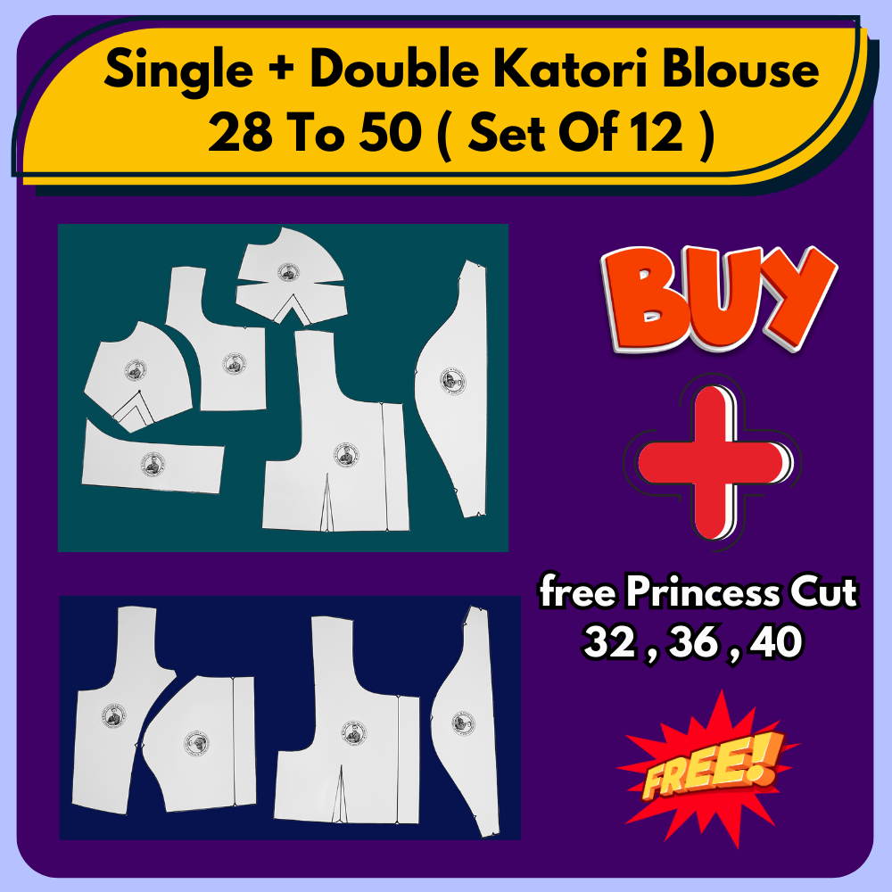 Single + Double Katori Blouse Ready Paper Cutting Patterns With Book By Dileep Tailors | BRANDEND PAPER CUTTING PATTERNS |