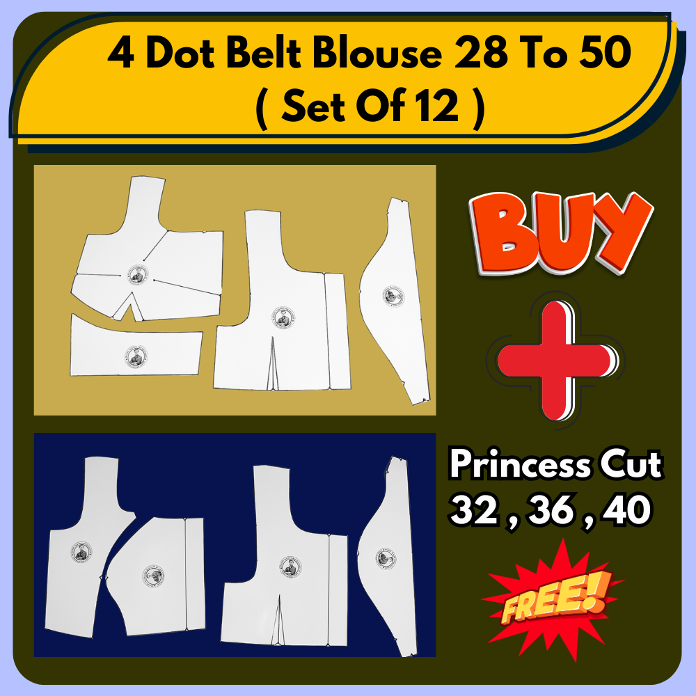 4 Dot Belt Blouse Ready Paper Cutting Set With Book By Dileep Tailors | BRANDEND PAPER CUTTING PATTERNS |