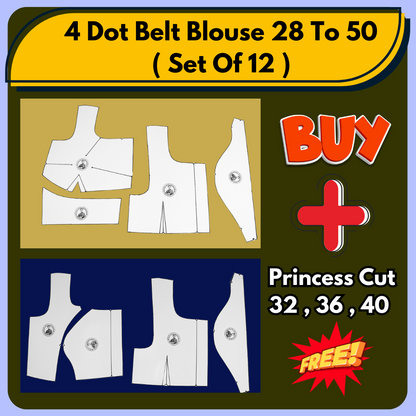 4 Dot Belt Blouse Ready Paper Cutting Set With Book By Dileep Tailors | BRANDEND PAPER CUTTING PATTERNS |