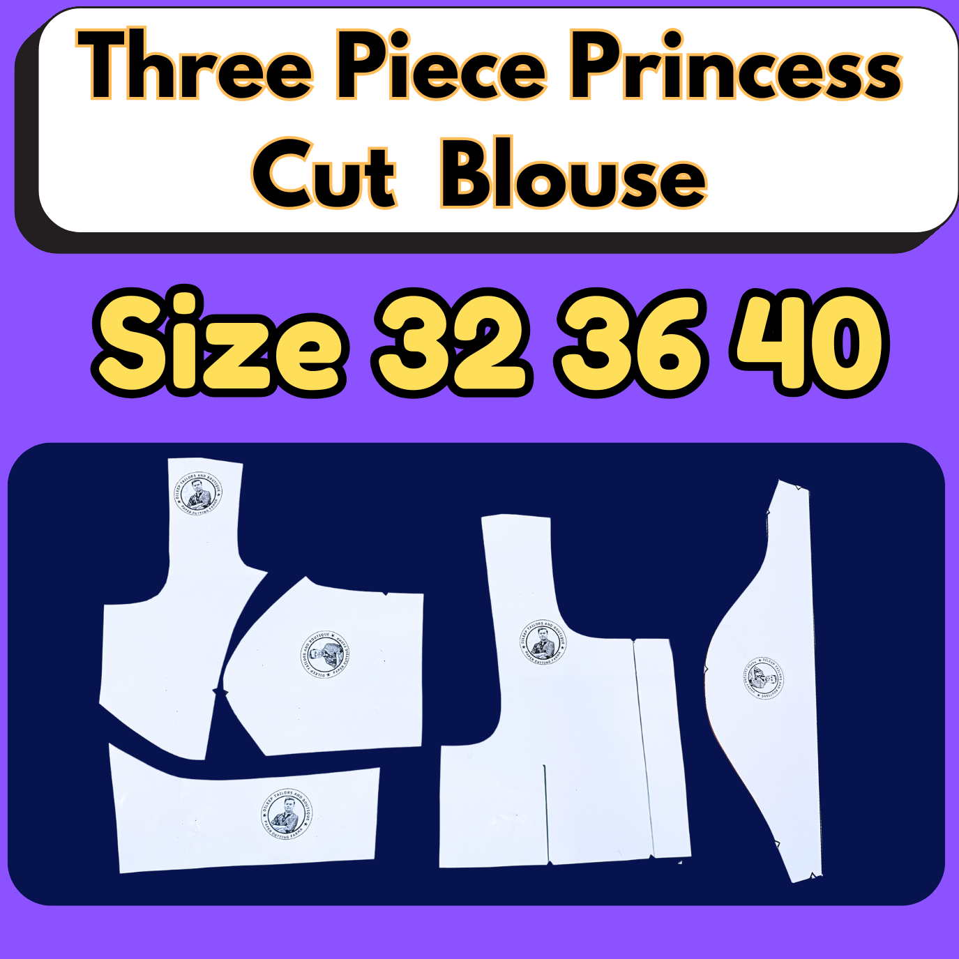Three Piece Princess Cut Blouse Ready Paper Cutting With Book By Dileep Tailors | BRANDEND PAPER CUTTING PATTERNS |