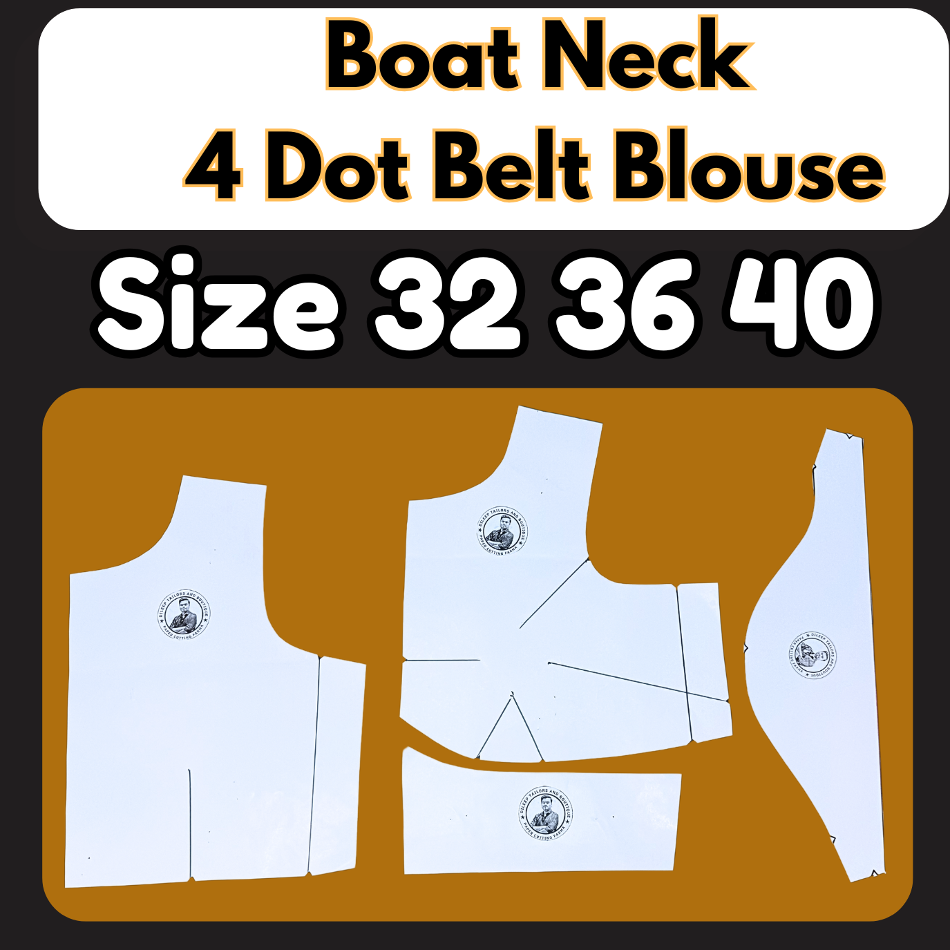 Boat Neck 4 Dot Belt Blouse Ready Paper Cutting With Book | BRANDED PAPER CUTTING PATTERNS |