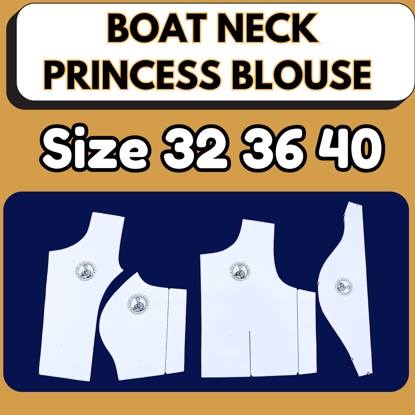 Boat Neck Princess Cut Ready Blouse Paper Cutting Farma With Book | BRANDEND PAPER CUTTING PATTERNS|