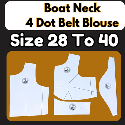 Boat Neck 4 Dot Belt Blouse Ready Paper Cutting With Book | BRANDED PAPER CUTTING PATTERNS |