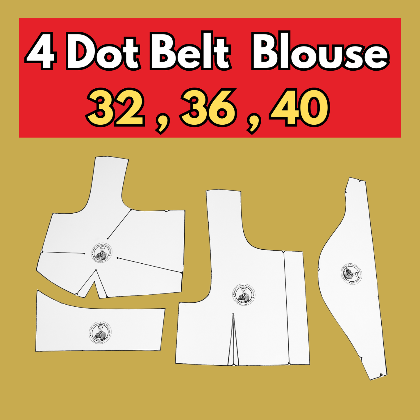 4 Dot Belt Blouse Ready Paper Cutting Set With Book By Dileep Tailors | BRANDEND PAPER CUTTING PATTERNS |