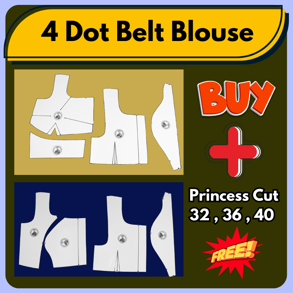 4 Dot Belt Blouse Ready Paper Cutting Set With Book By Dileep Tailors | BRANDEND PAPER CUTTING PATTERNS |