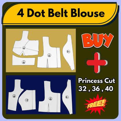 4 Dot Belt Blouse Ready Paper Cutting Set With Book By Dileep Tailors | BRANDEND PAPER CUTTING PATTERNS |